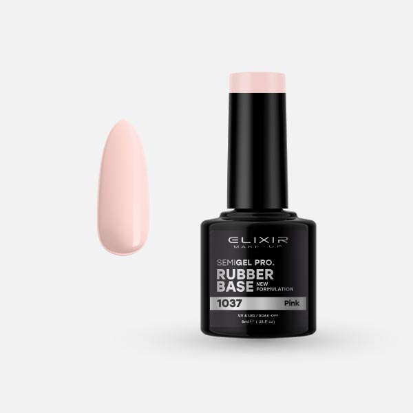 1037.jpg Elixir Semi Gel - #1037 (Rubber Base Coat, Pink) 8ml - Image 1