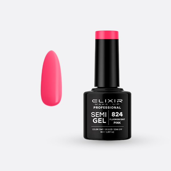 824.jpg Elixir Semi Gel - #824 (Fluorescent pink) 8ml - Image 1