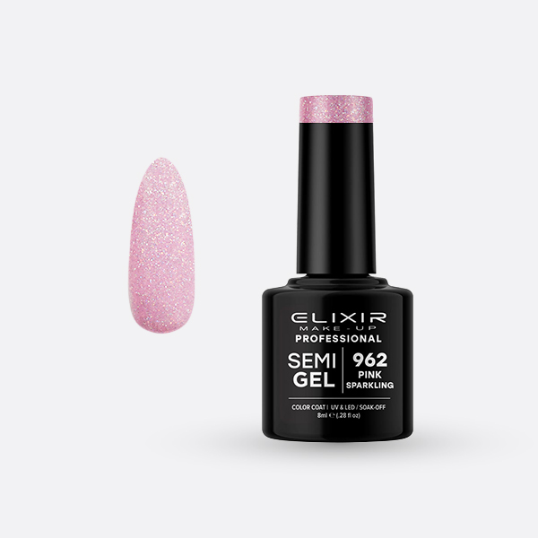 962.jpg Elixir Semi Gel - #962 (Pink Sparkling) 8ml - Image 1