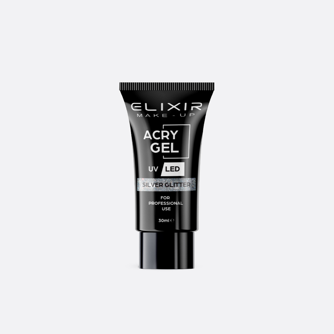 AcryGel-Mockup-714-web.jpg Elixir Acry Gel 30ml #714 Silver Glitter - Image 1