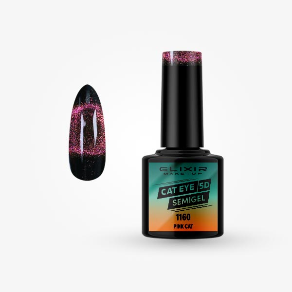 Geelilakkaus-1160.jpg Elixir Semi Gel Cat Eye 5D- #1160(Pink Cat)8ml - Image 1