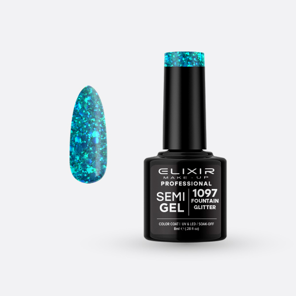 Semigel-1097.jpg Elixir Semi Gel - #1097 (Fountain Glitter) 8ml - Image 1