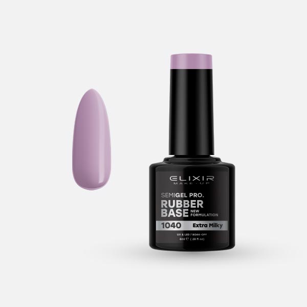 rubber-base-1040.jpg Elixir Semi Gel - #1040 (Rubber Base Coat, Extra Milky) 8ml - Image 1
