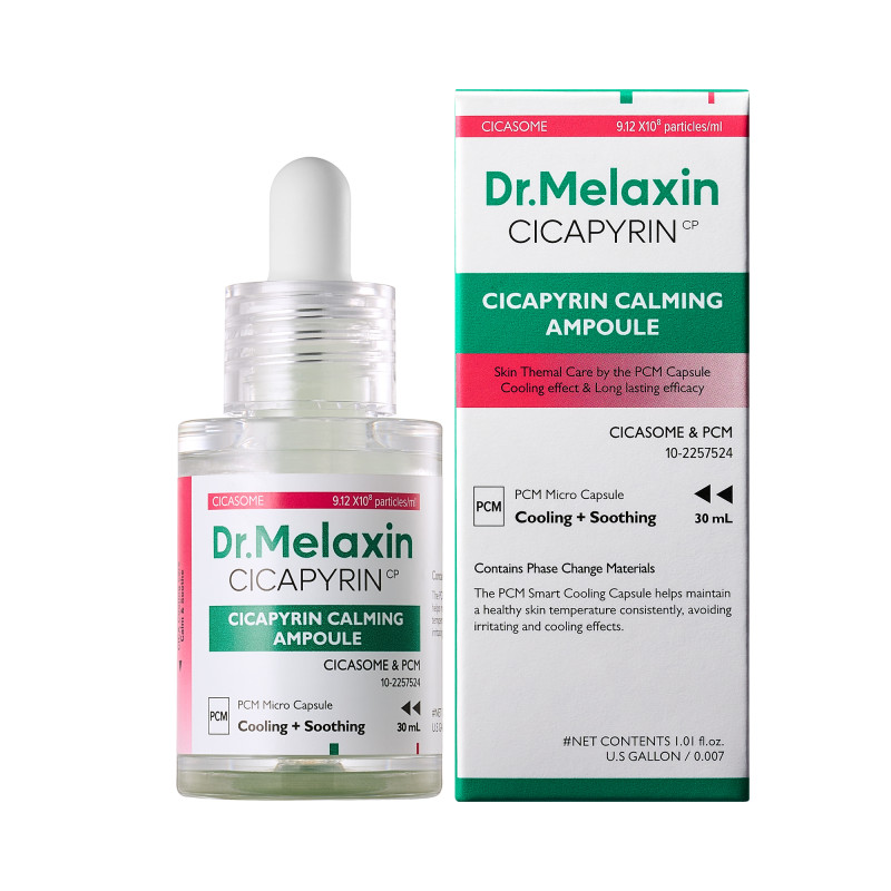 drmelaxin-cicapyrin-calming-ampoule-30ml-98.jpg DR.MELAXIN CICAPYRIN CALMING AMPOULE Soothing face serum with a cooling complex, 30 ml - Image 1