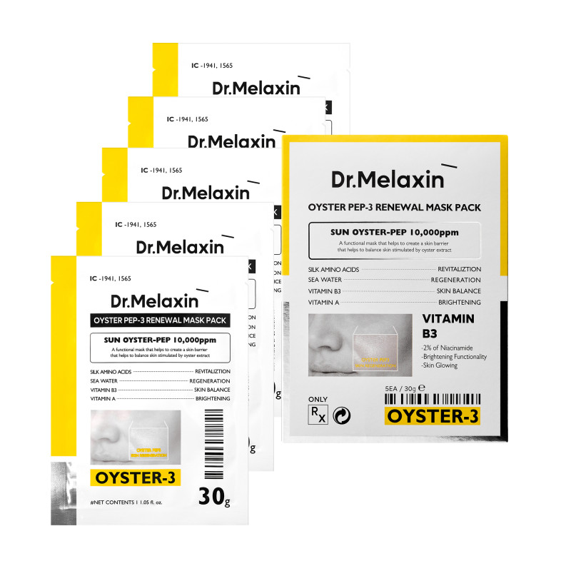 drmelaxin-oyster-pep-3-renewal-mask-pack-30g5ea-59.jpg DR.MELAXIN OYSTER PEPTIDE MASK Rejuvenating Peptide Sheet Masks 5x30 g - Image 1