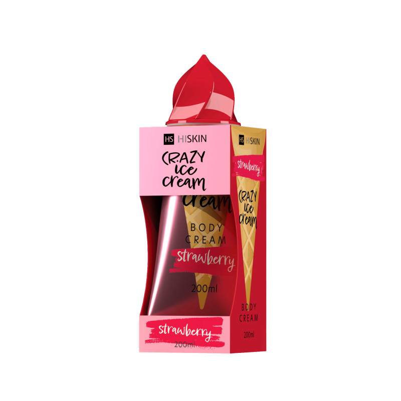hiskin-crazy-ic-body-cream-strawberry-200ml-98.jpg HISKIN CRAZY BODY Strawberry Body Cream 200 ml - Image 1