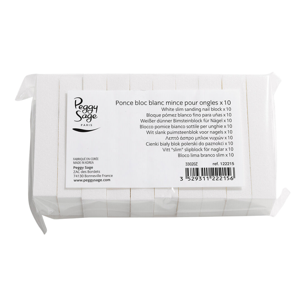 peggy-sage-white-slim-sanding-nail-blocks.png Peggy Sage White Slim Sanding Nail Blocks 10pcs - Image 1